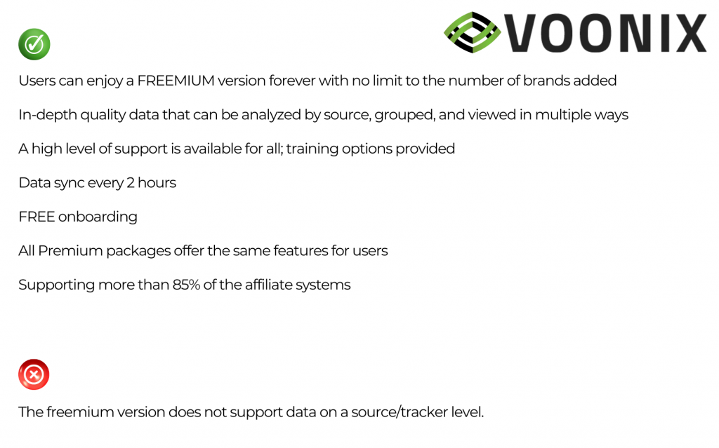 The overview of Voonix pros and cons as a stats tracker
